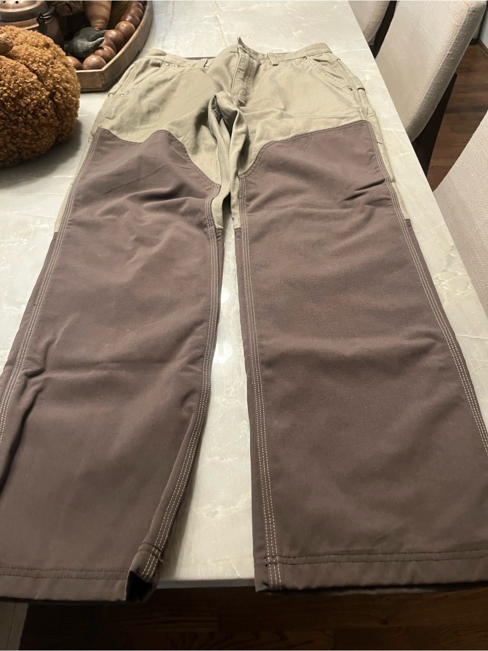 Duluth Trading Co Two-Tone Cargo Work Pants - Khaki & Brown